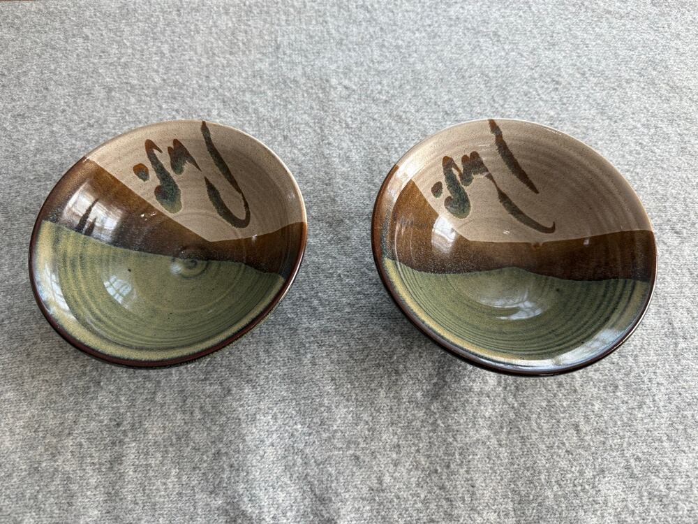 Set of 2 Clement Studio Art Pottery Glazed Bowls 6.5 In Clayworks Stoneware